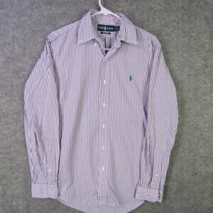 Ralph Lauren Shirt Mens Small Custom Fit Button Down Long Sleeve Striped Dress
